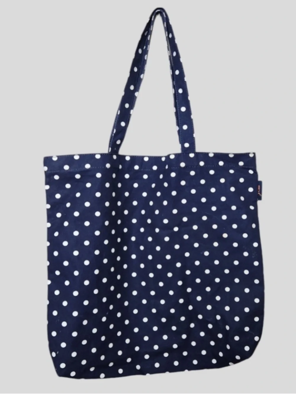 J Crew Canvas White Polka Dot Navy Cotton Tote Bag - Women
